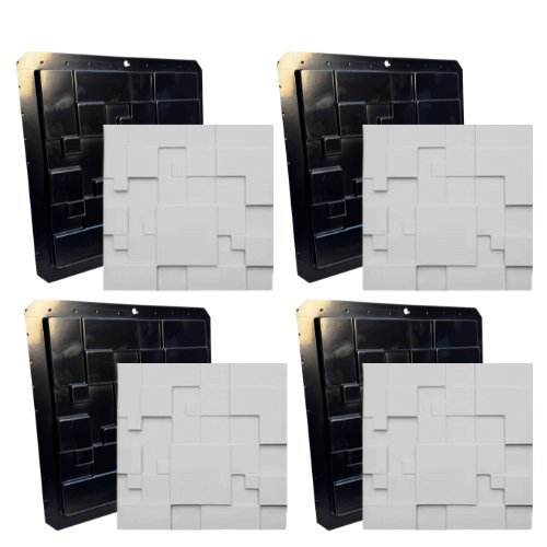 Conjunto 4 Formas 3d Gesso E Cimento AbsMini Metrópole Ref. 1073